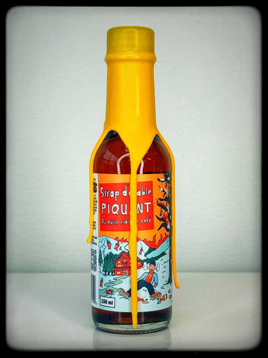 (8/10) - SIROP D’ÉRABLE PIQUANT RHUM CHOCOLAT CAFÉ **FORT** (COLLAB DISTILLERIE MONTRÉAL).