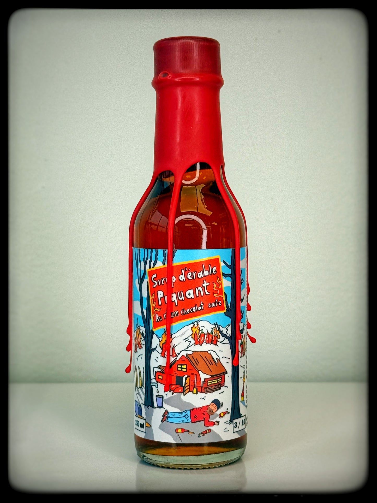 (3/10) - SIROP D'ÉRABLE PIQUANT RHUM CHOCOLAT CAFÉ **DOUX** (COLLAB  DISTILLERIE DE MONTRÉAL).