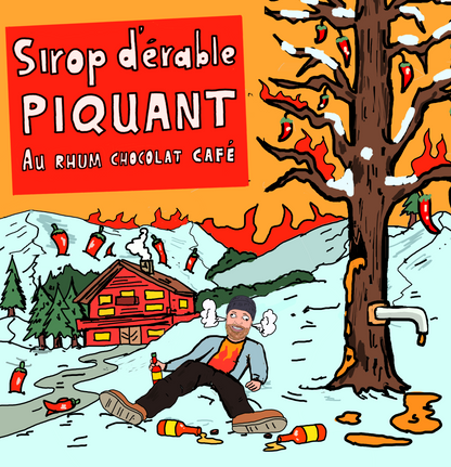 (8/10) - SIROP D’ÉRABLE PIQUANT RHUM CHOCOLAT CAFÉ **FORT** (COLLAB DISTILLERIE MONTRÉAL).